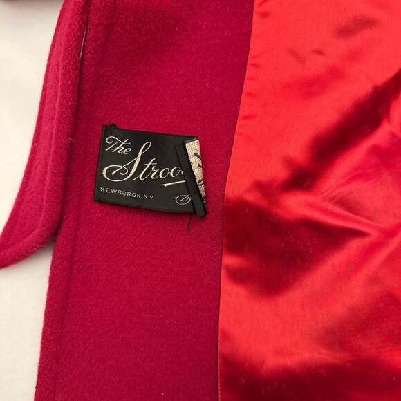 Vintage 70s Red Pendleton Long Wool Trenchcoat Peacoat Women's Size S or M - Picture 6 of 9